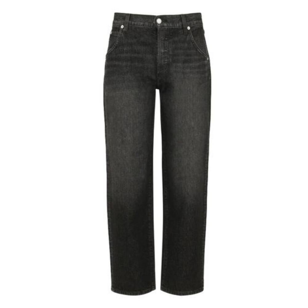 AG Adriano Goldschmied Mantra Barrel Wide Leg Coated Black Jeans Onyx NWT 27